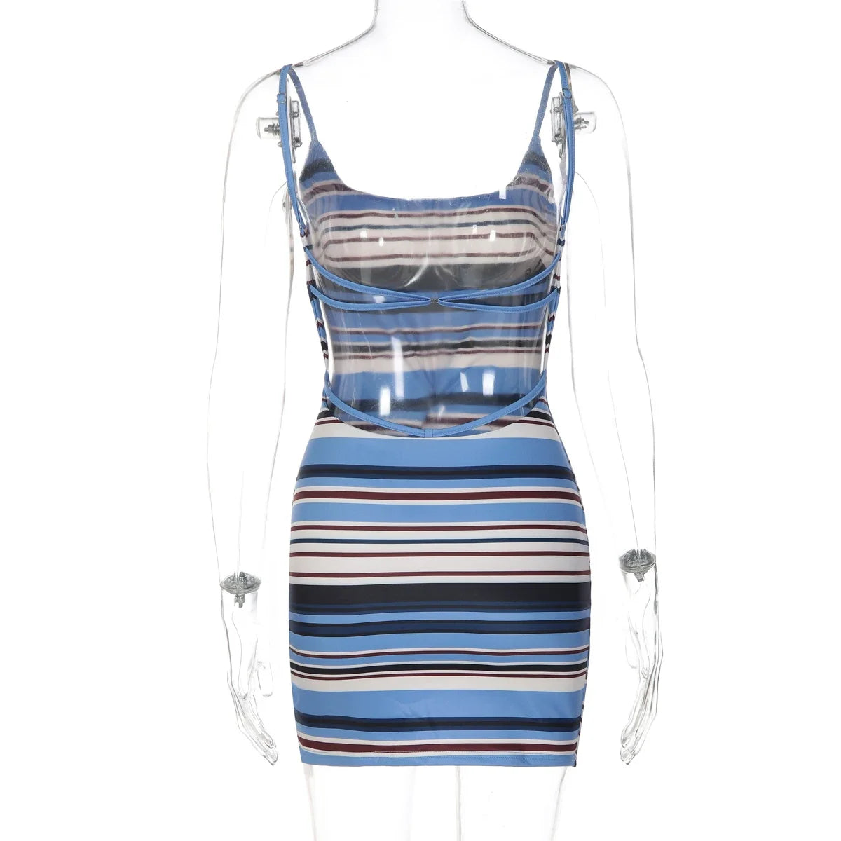 Emeri Striped Backless Mini Dress