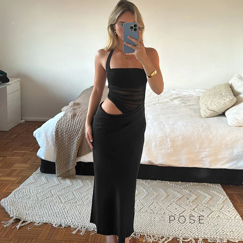 Emi Pleated Halter Maxi Dress