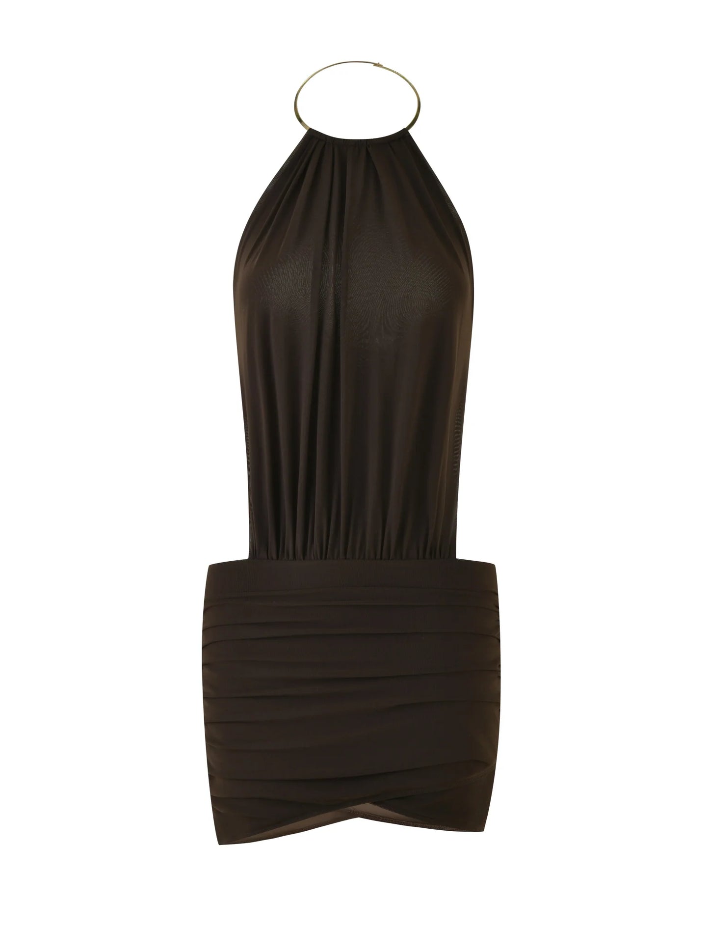 Emmalee Gold Detail Mini Dress - Brown