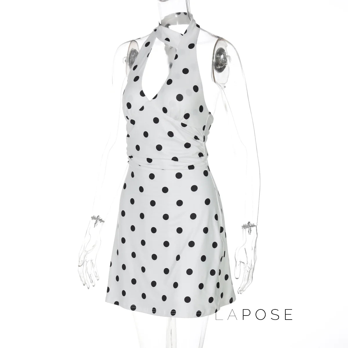 Emmilyn Polka Dot Halter Midi Dress