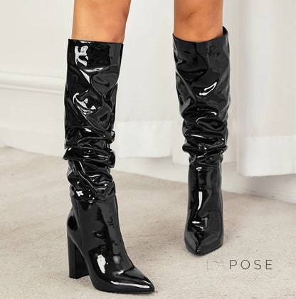 Emree Patent Block Heel Boots