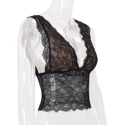 Erabella Deep V-Neck Lace Camisole