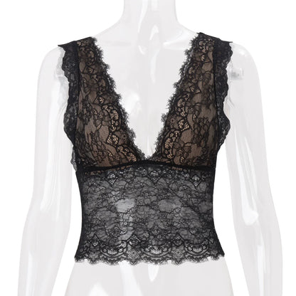 Erabella Deep V-Neck Lace Camisole