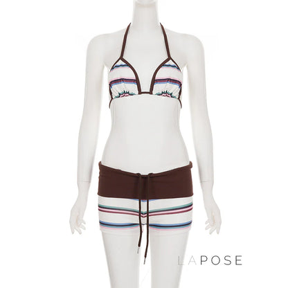 Evaleigh Colorblock Halter Bikini Set