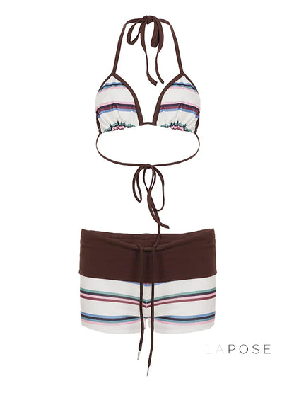 Evaleigh Colorblock Halter Bikini Set