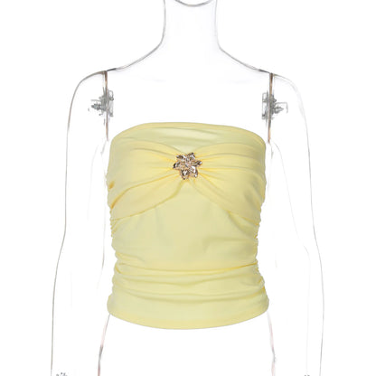Everlee Metal Bandeau Crop Top