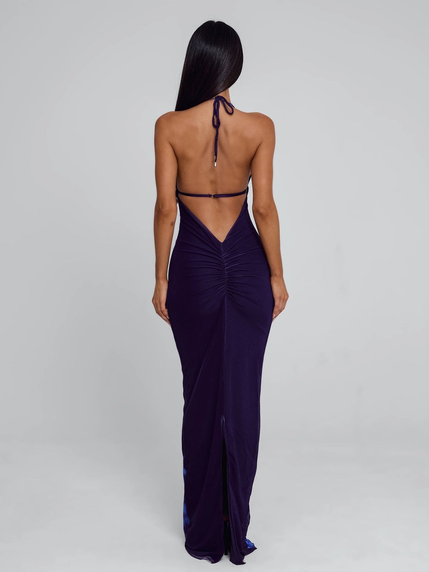 Faelynn Ruched Mesh Maxi Dress