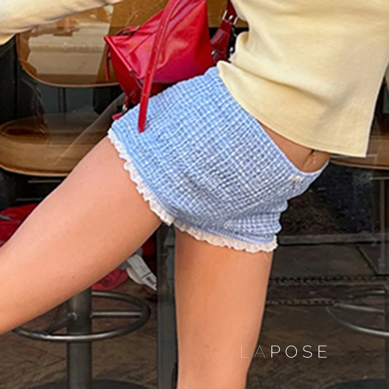 Farryn Scalloped Plaid Shorts