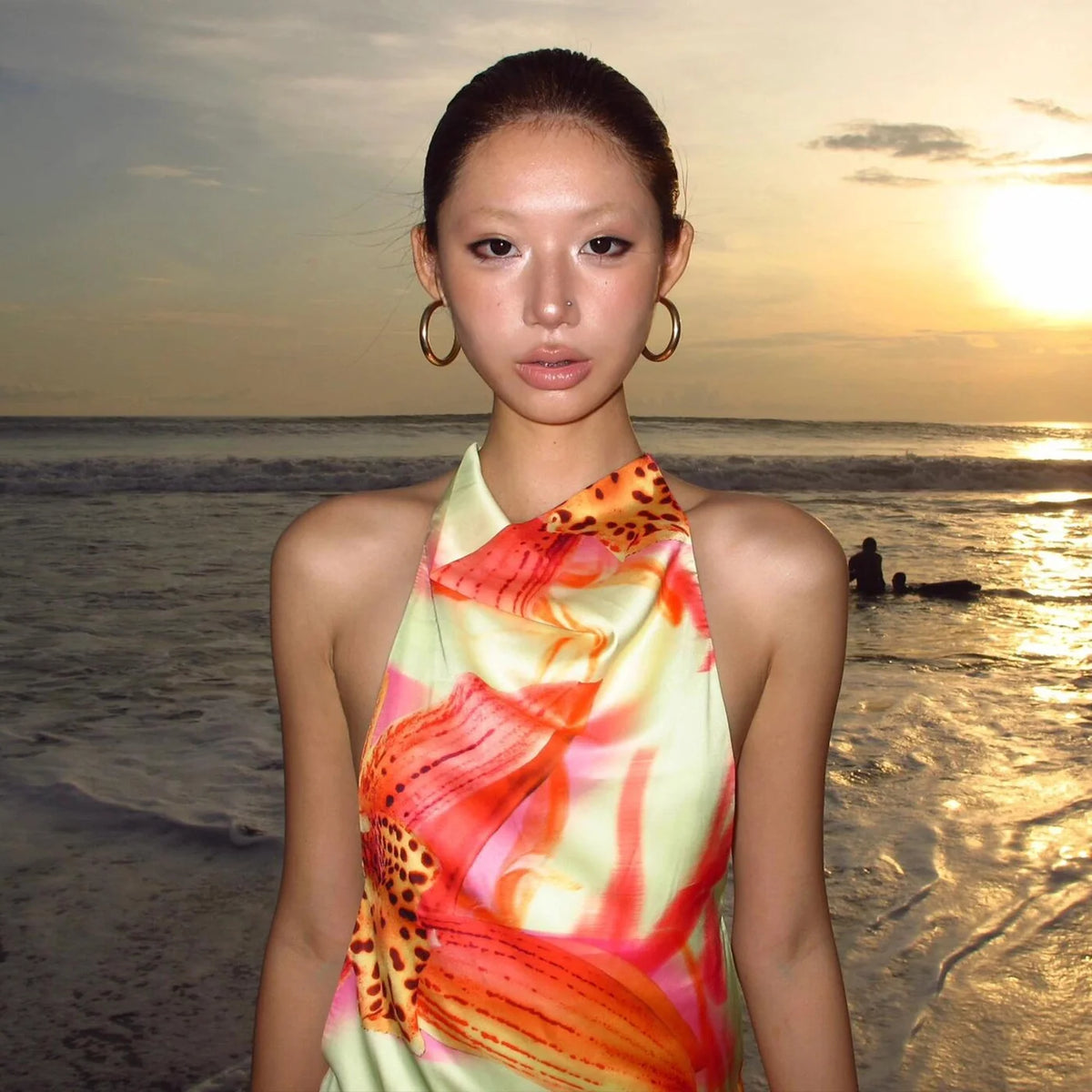 Floral Gradient Halter Mini Dress