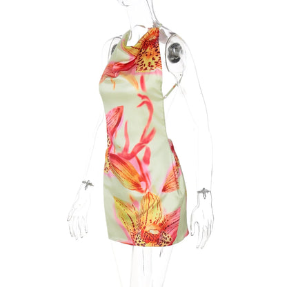 Floral Gradient Halter Mini Dress