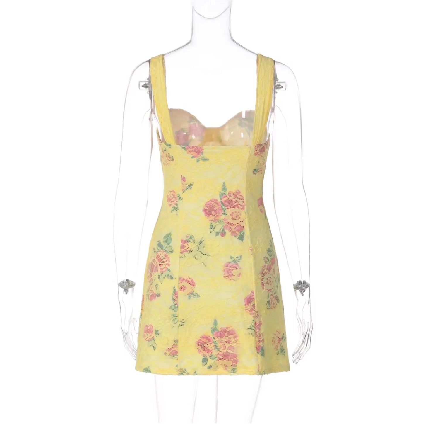 Floral Lace Spliced Mini Dress