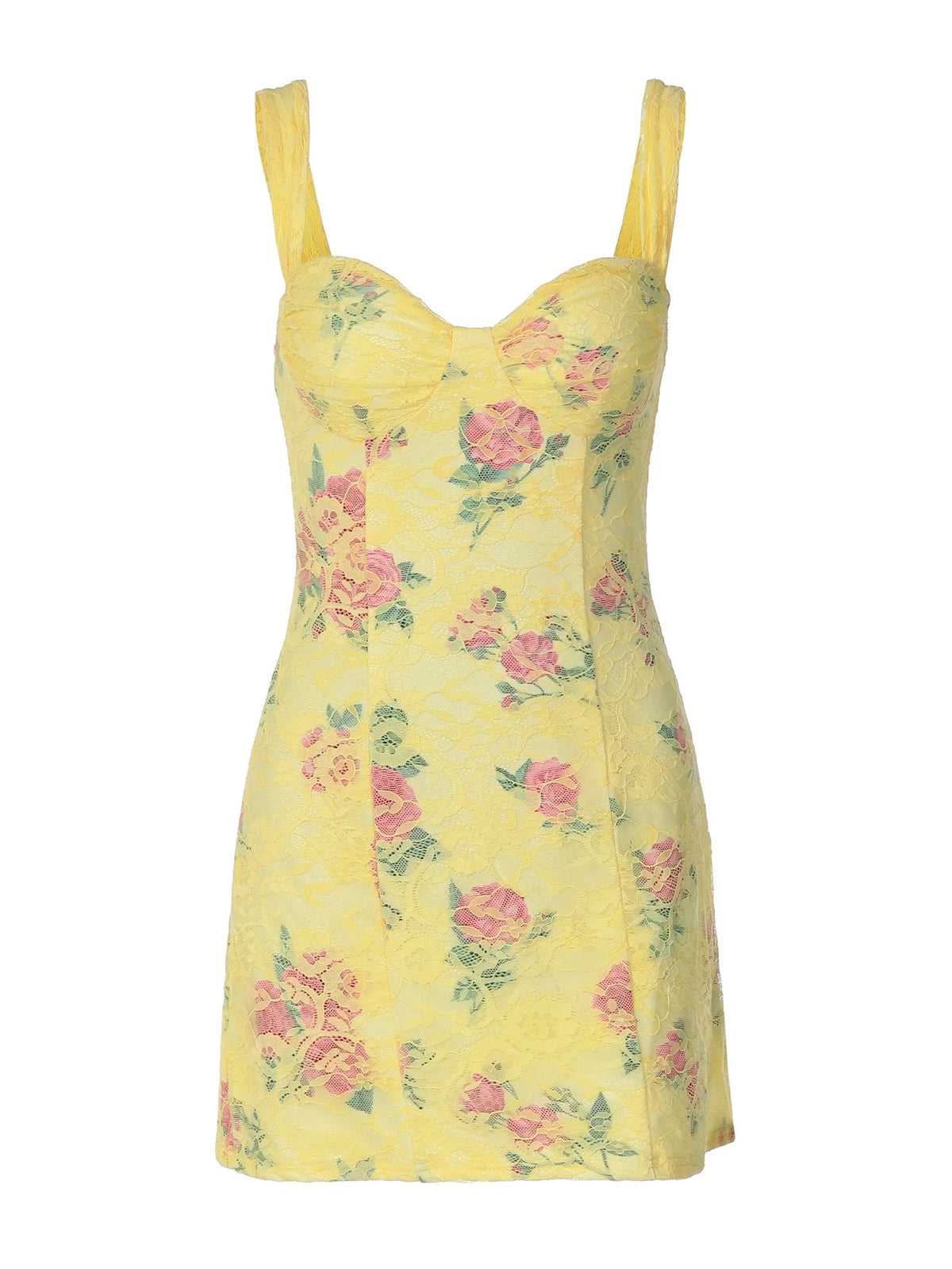 Floral Lace Spliced Mini Dress
