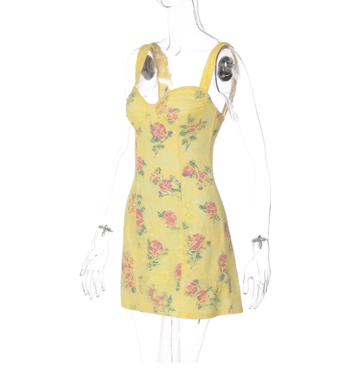 Floral Lace Spliced Mini Dress