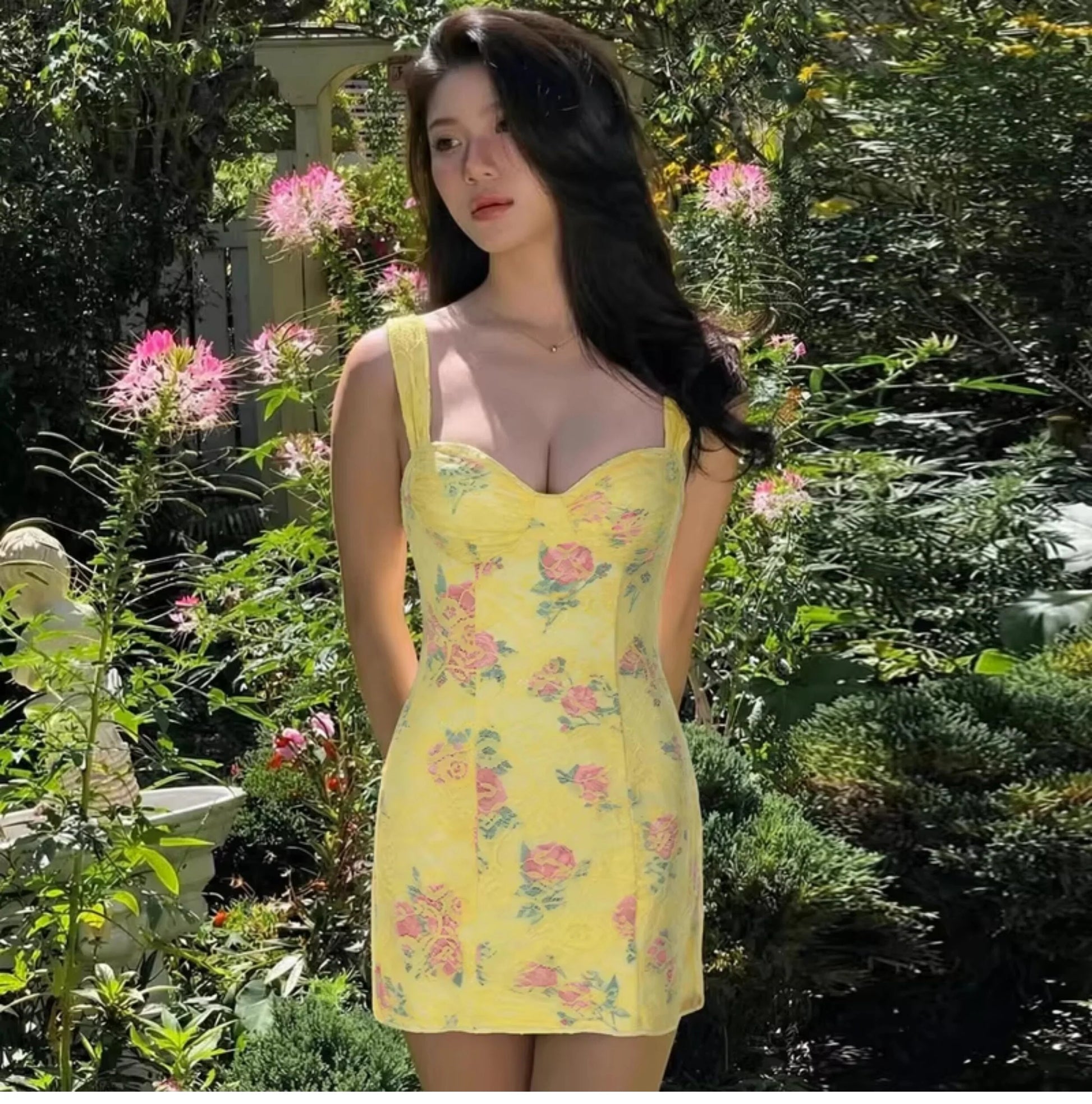 Floral Lace Spliced Mini Dress