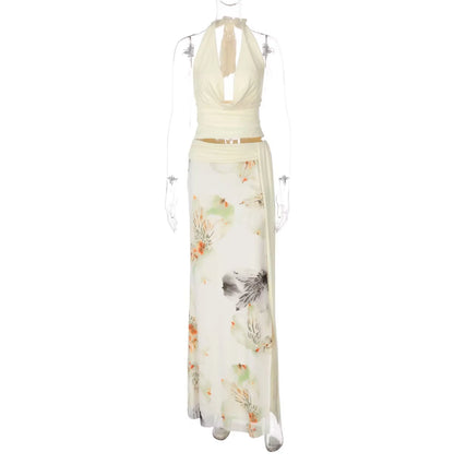 Floral Slit Maxi Skirt Set