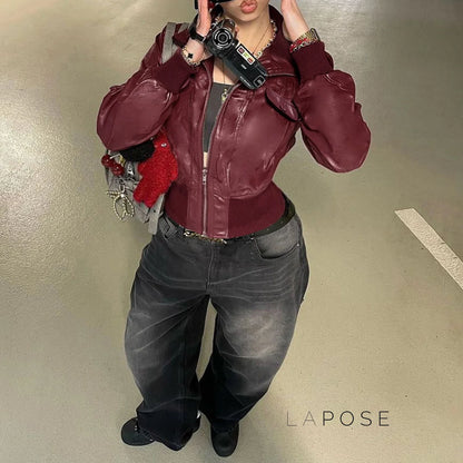 Florencia Cropped Faux Leather Jacket