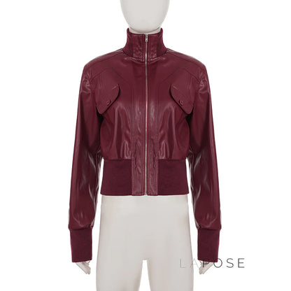 Florencia Cropped Faux Leather Jacket