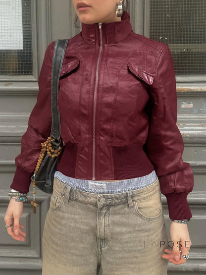 Florencia Cropped Faux Leather Jacket