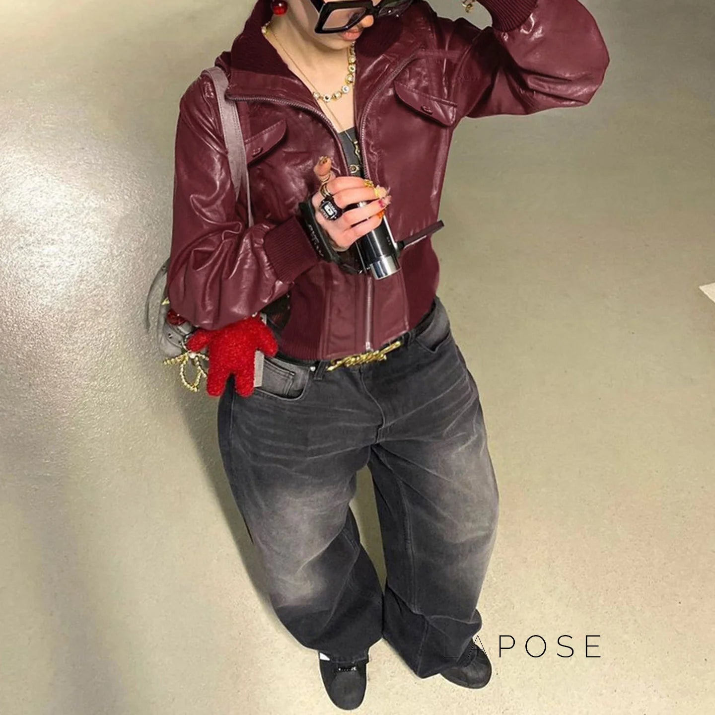 Florencia Cropped Faux Leather Jacket