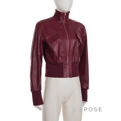 Florencia Cropped Faux Leather Jacket