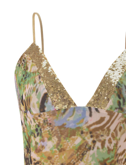Francisca Animal Swirl Sequin Top