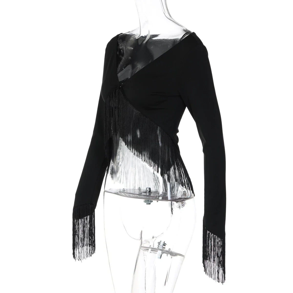 Gracelynne Fringe Long Sleeve Crop Top