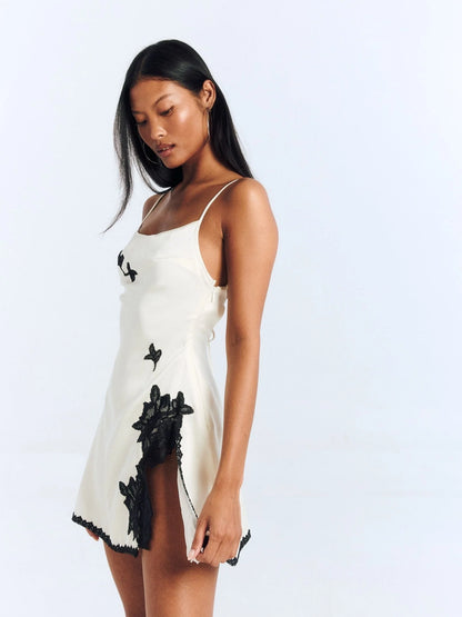 Grayce Scalloped Lace Satin Mini Dress