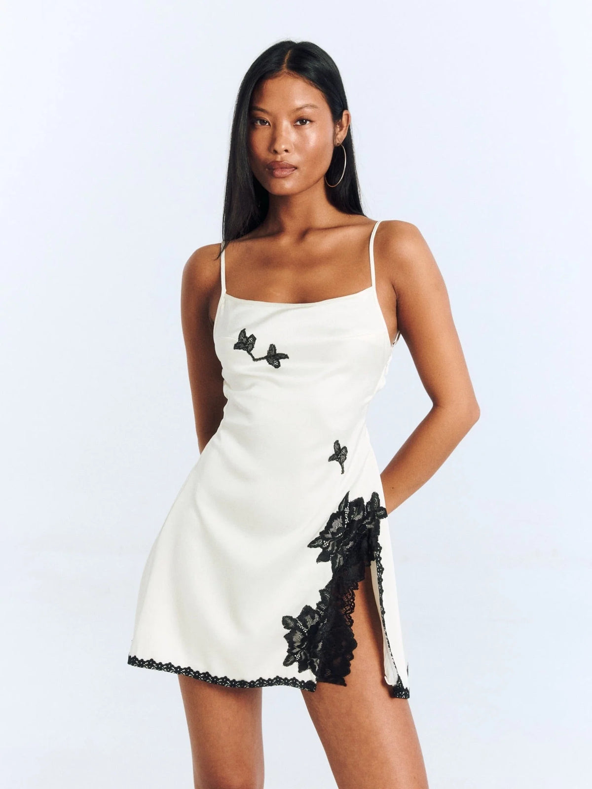 Grayce Scalloped Lace Satin Mini Dress