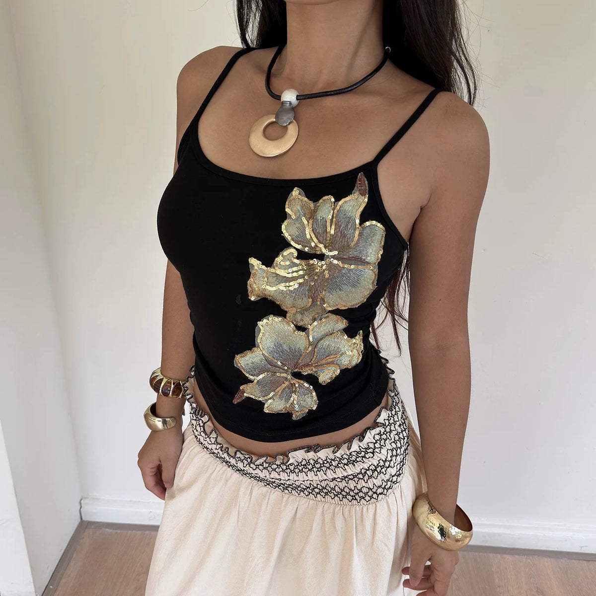 Grayson Sequin Floral Embroidered Camisole