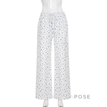 Grey Floral Drawstring Lounge Pants