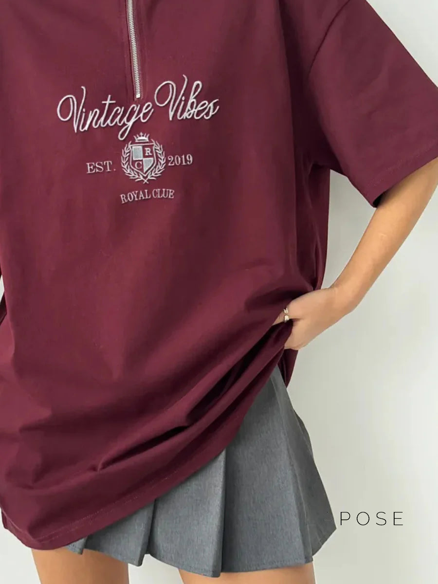 Haizlee Contrast Embroidered Polo Tee