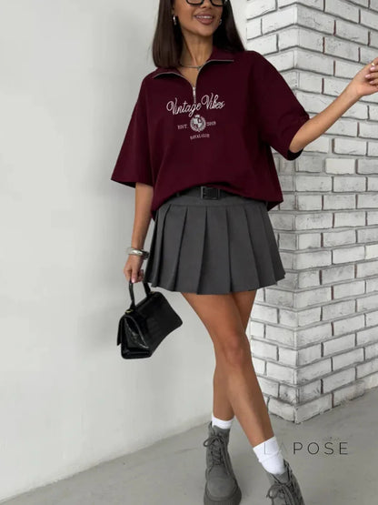 Haizlee Contrast Embroidered Polo Tee
