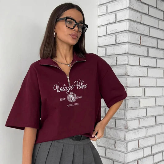 Haizlee Contrast Embroidered Polo Tee