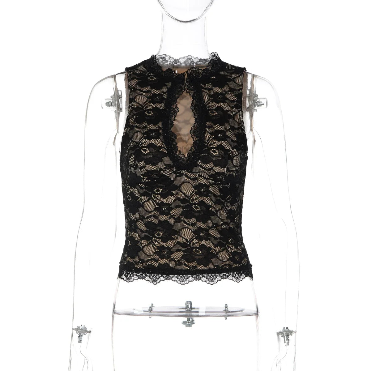 Hayat Lace Keyhole Cut-Out Top