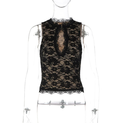Hayat Lace Keyhole Cut-Out Top