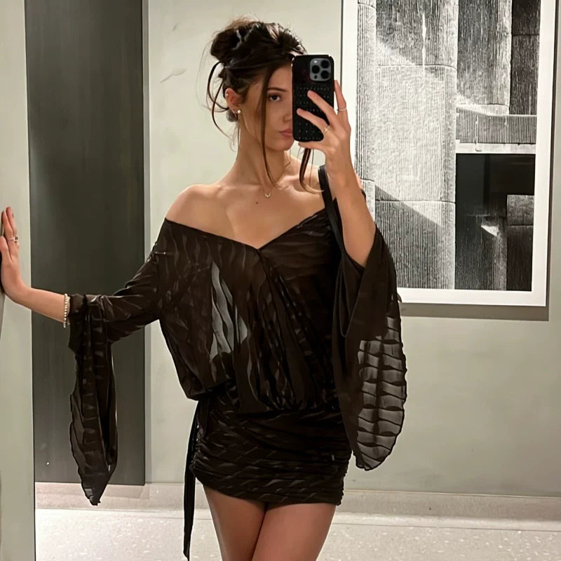 Haylee Sheer Mesh Backless Mini Dress