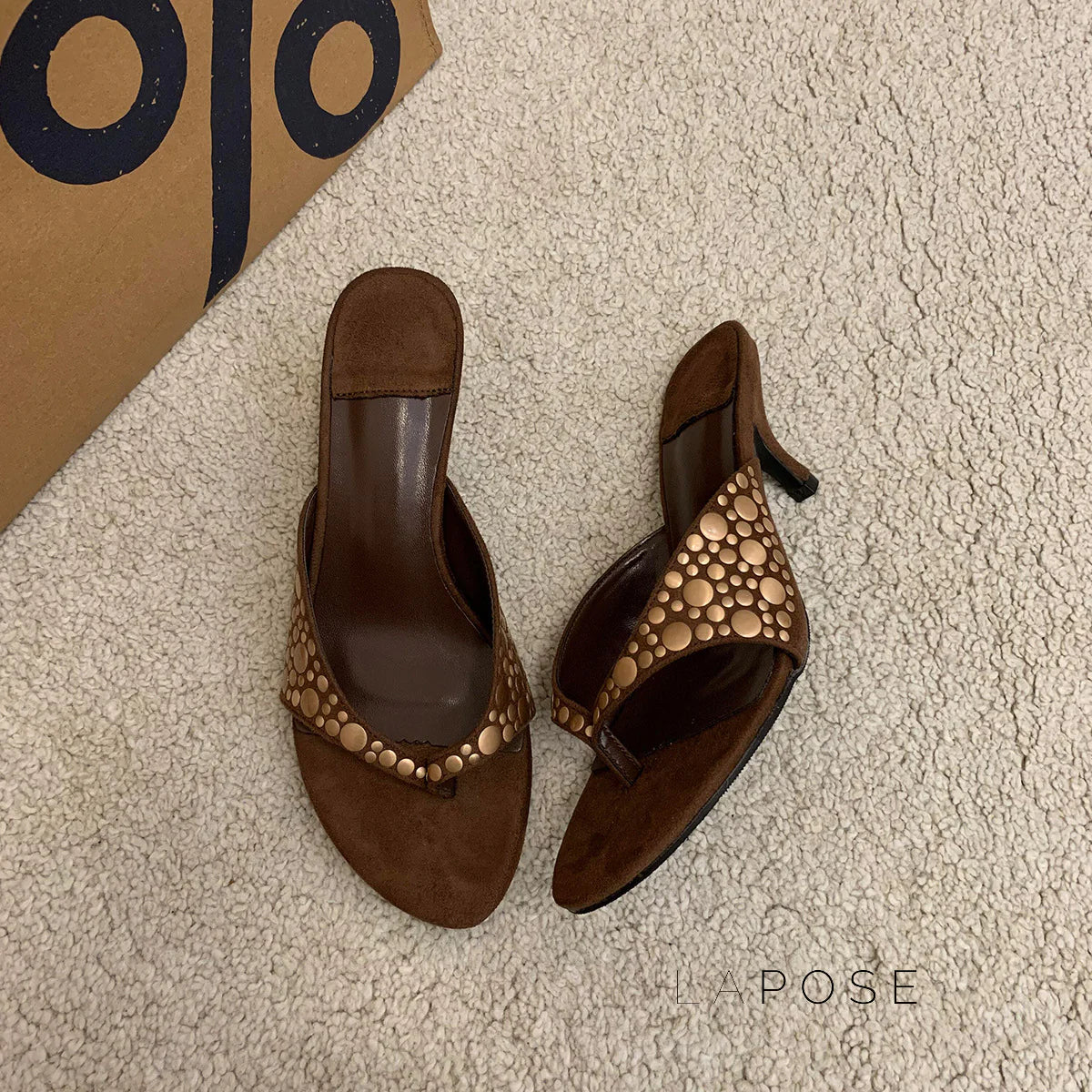 Hayven Retro Rivet Stiletto Sandals