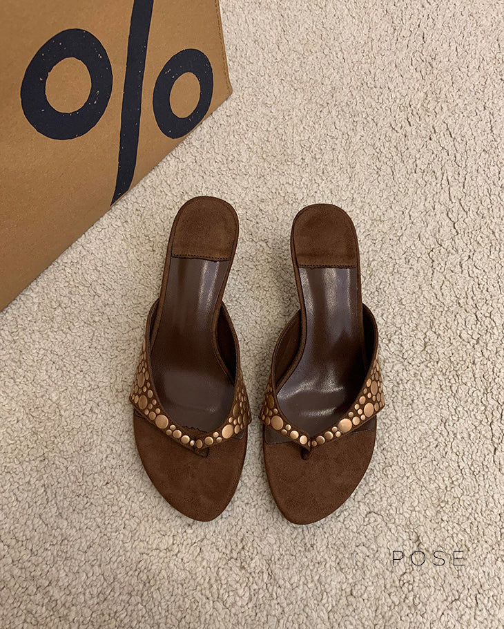 Hayven Retro Rivet Stiletto Sandals