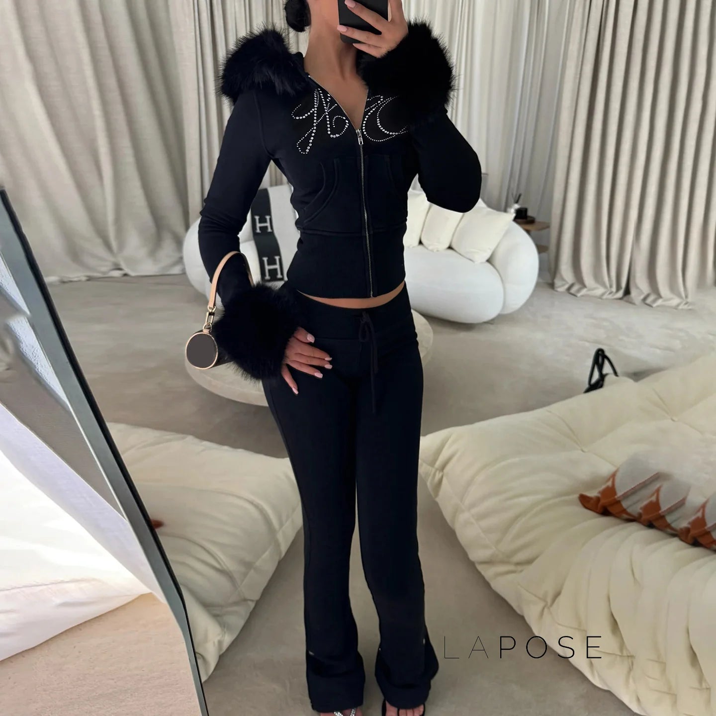 Hendrix Fluffy Rhinestone Lounge Set