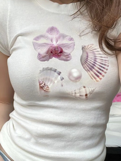 Hiba Shell Print Crop Top