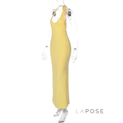 Holley Backless Halter Maxi Dress