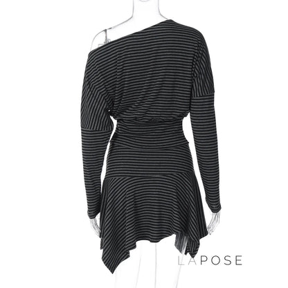 Indya Striped Off-Shoulder Skirt Set