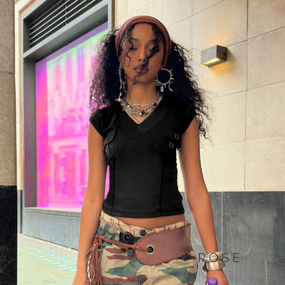 Ishika Fitted V-Neck Crop Top