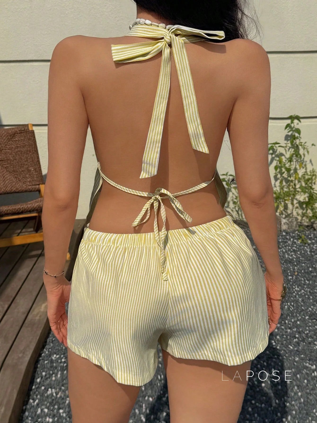Jacee Lace-Up Halter Short Set
