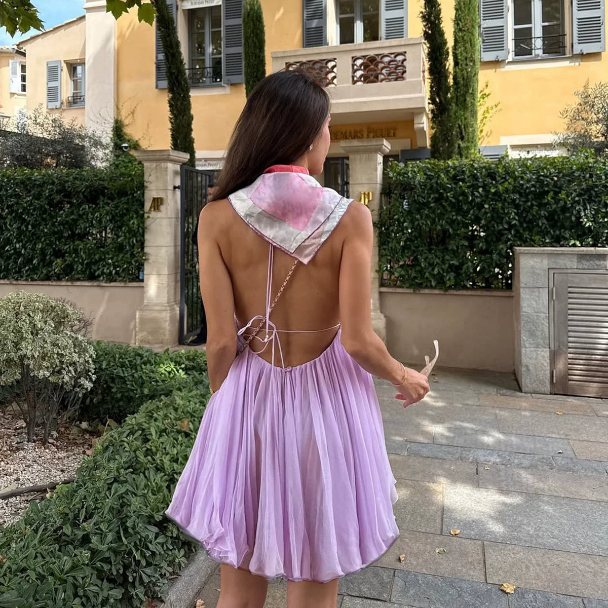 Jacklyn Backless Halter Mini Dress