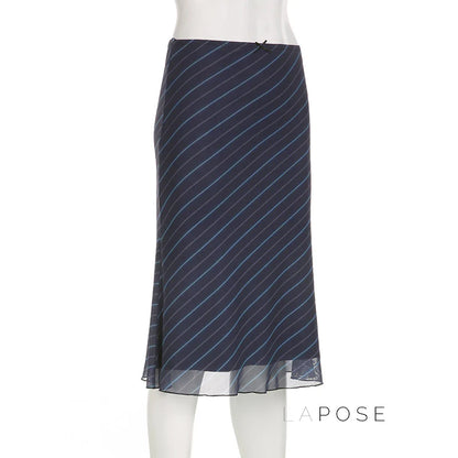 Jaelyn Striped Mesh Midi Skirt