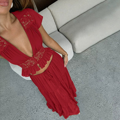 Jaiden Chiffon Lace Maxi Set