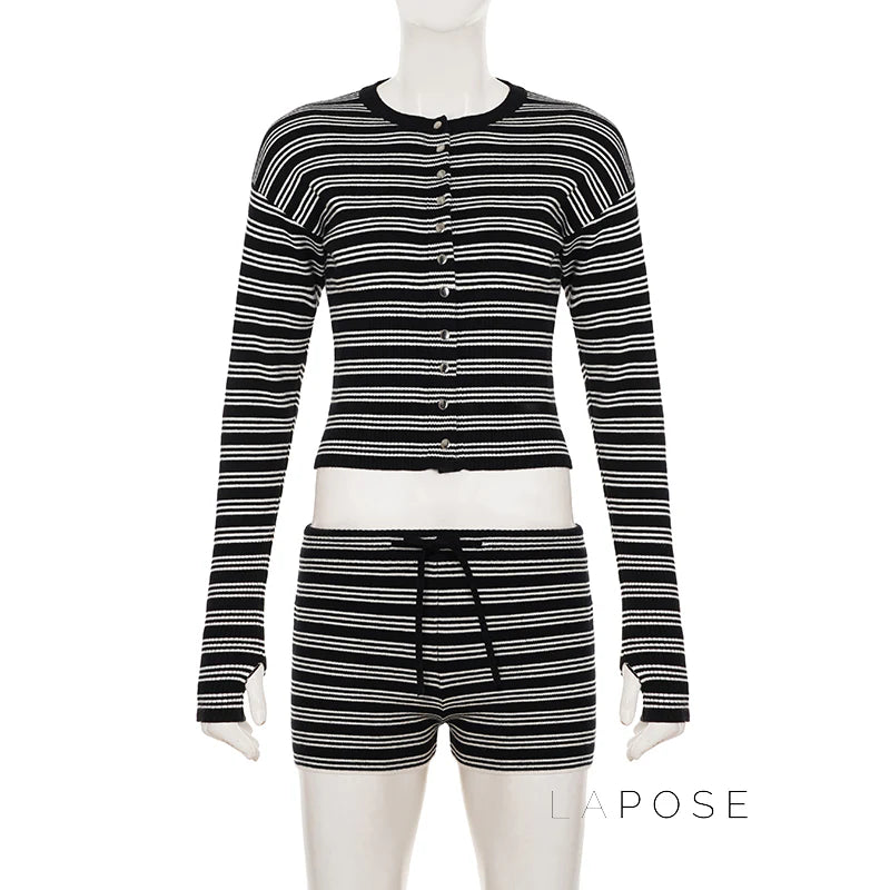 Jamari Striped Cardigan Short Set