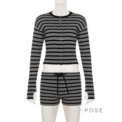 Jamari Striped Cardigan Short Set