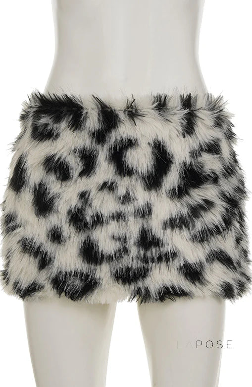 Jasmin Plush Leopard Mini Skirt